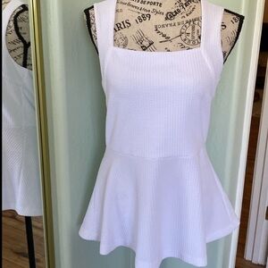 H&M White Peplum Tank Top